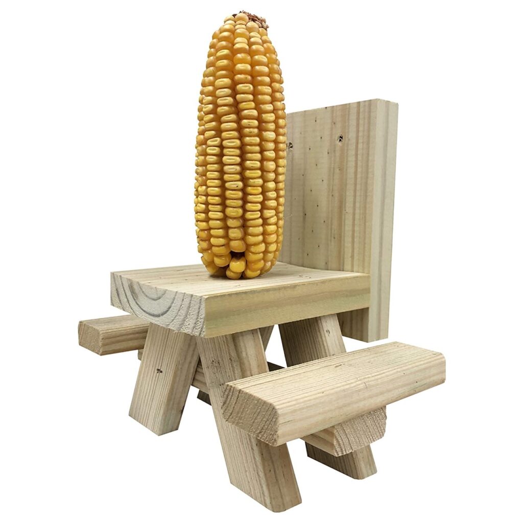 SquirrelSupply.com - Squirrel Feeder Picnic Table Hand Made in USA by Local Craftsmen– Premium Treated Wood – Just Add a Corn Cob and Enjoy 