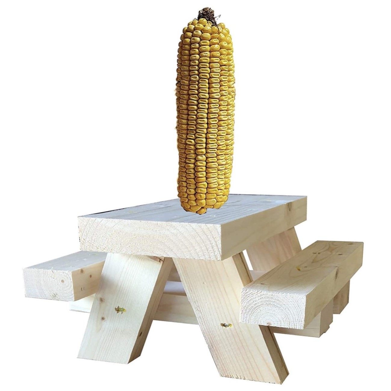 SquirrelSupply.com-Squirrel-Feeder-Picnic-Table-Floor-or-Table-Top-Mount-Large-Size-Hand-Made-in-USA-No-Tools-Required-Corn-Cob-Feeder-for-Squirrel-2