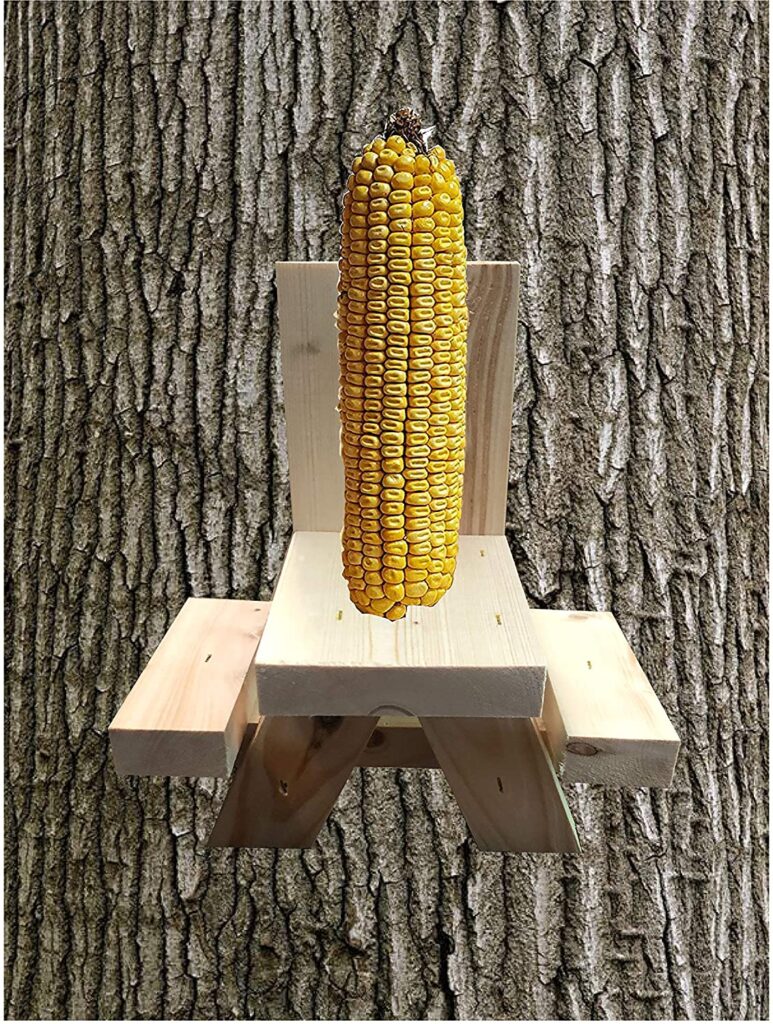 SquirrelSupply.com - Squirrel Feeder Picnic Table - Hand Made in USA - Uses Corn Cob or Apple for Fun Squirrel Dining - 2