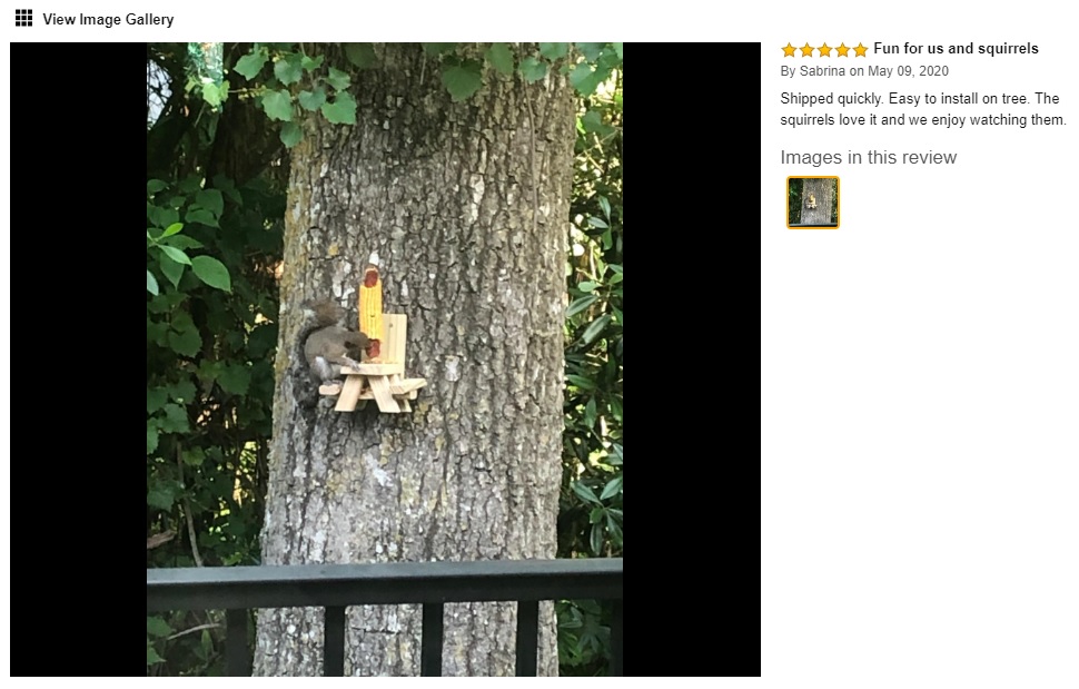 SquirrelSupply.com - Squirrel Feeder Picnic Table Hand Made in USA by Local Craftsmen– Premium Treated Wood – Just Add a Corn Cob and Enjoy - 4